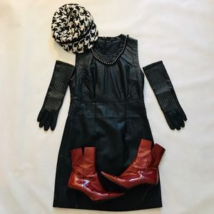 NEW-Ashley fitted Leatherette Black Dress